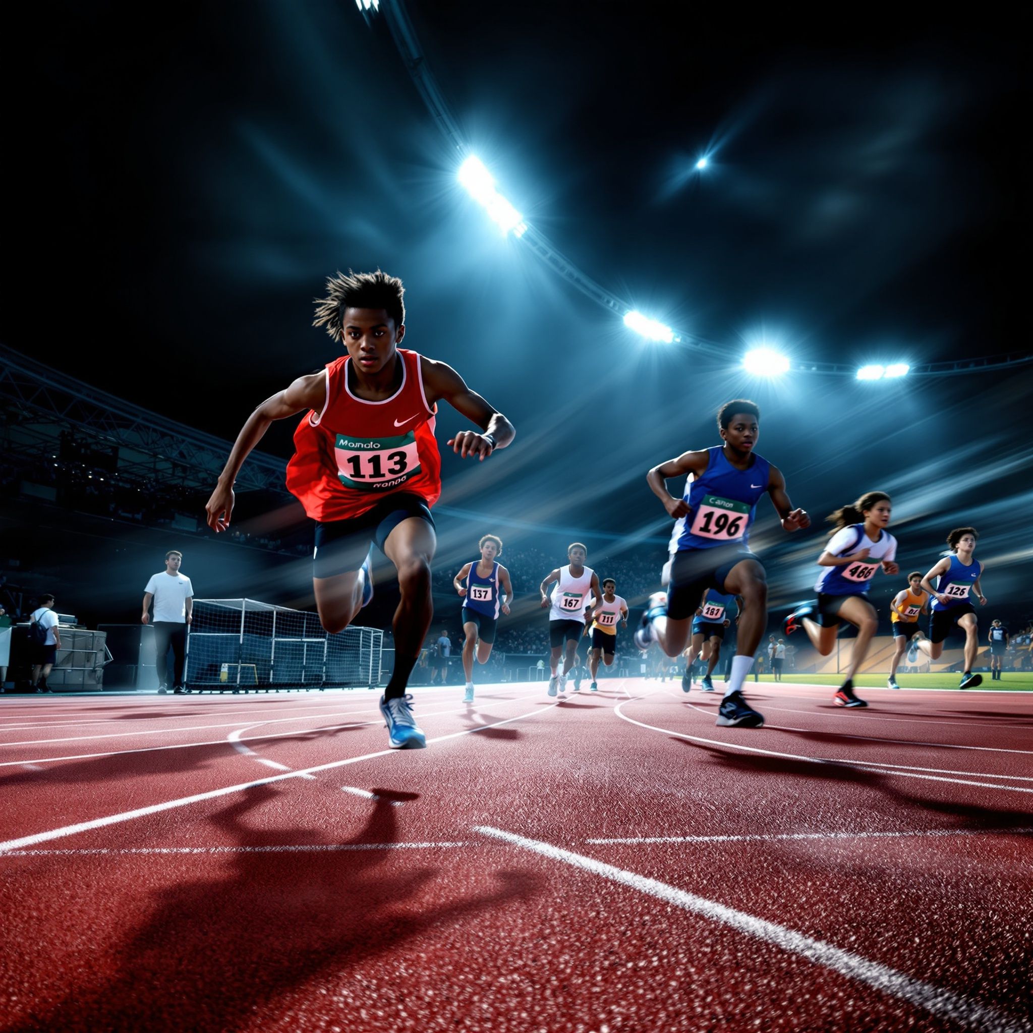 Young runner on a track
