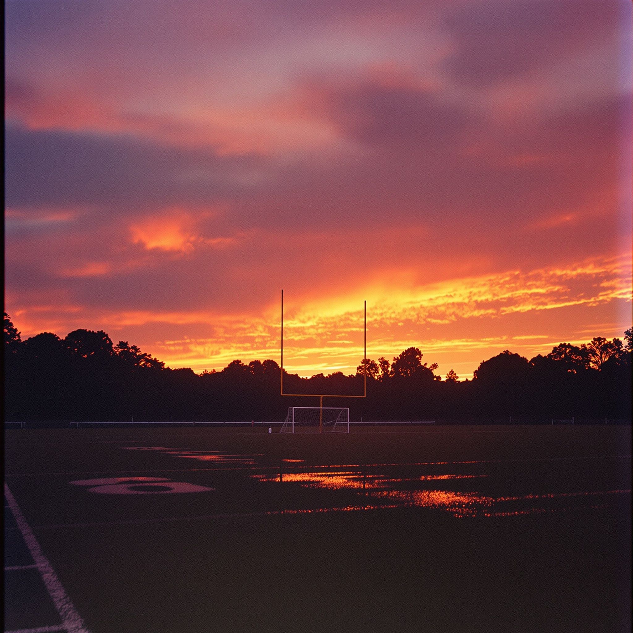 Youth sports field at sunset